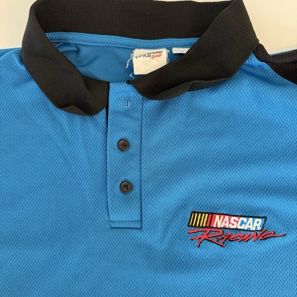 Checkered Flag Sports Other - Vintage NASCAR Checkered Flag Sports Polo Shirt - Men's Size M, Blue, 100% Polye